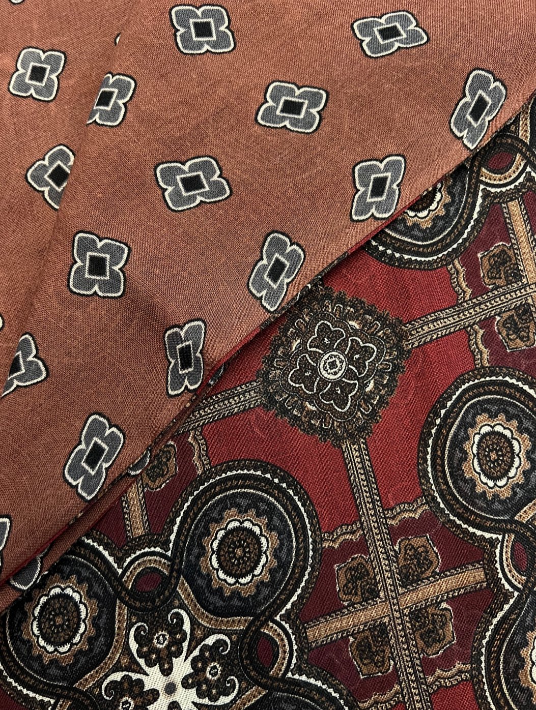 Sciarpa lana doppiata fantasia bordeaux moro Franco Bassi - MONSIEUR