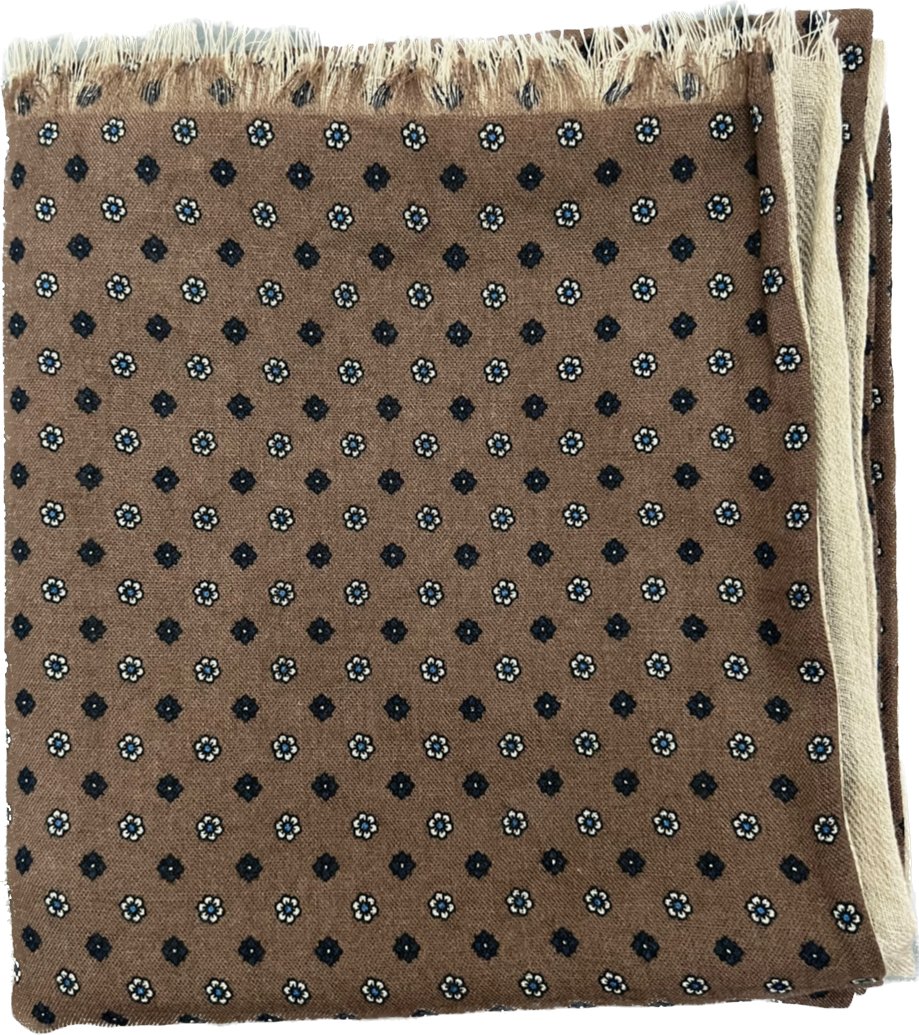 Sciarpa lana doppiata fantasia cravatta nocciola beige Franco Bassi - MONSIEUR