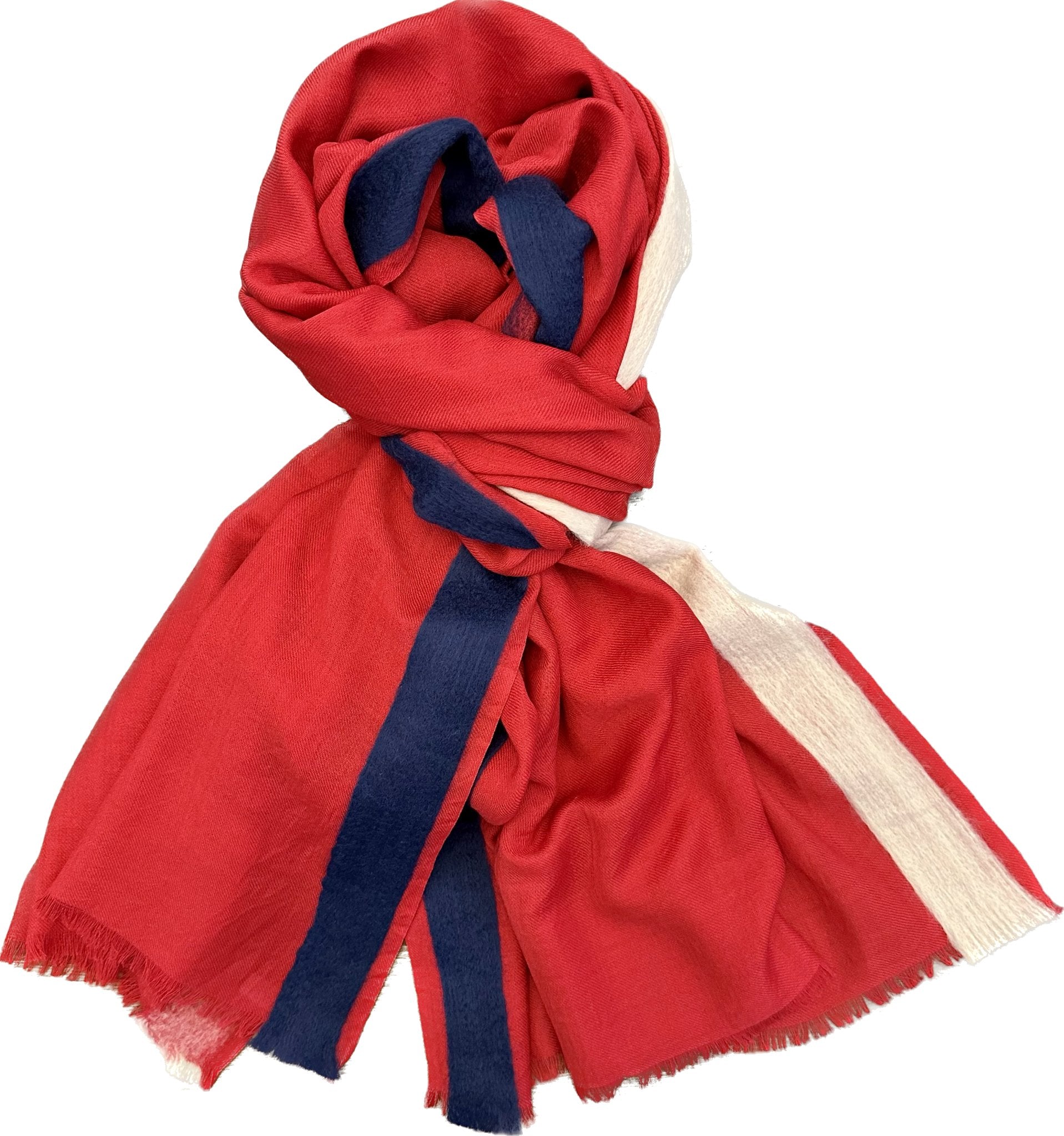 Sciarpa lana tinta unita rossa agugliata bianca blu Franco Bassi - MONSIEUR