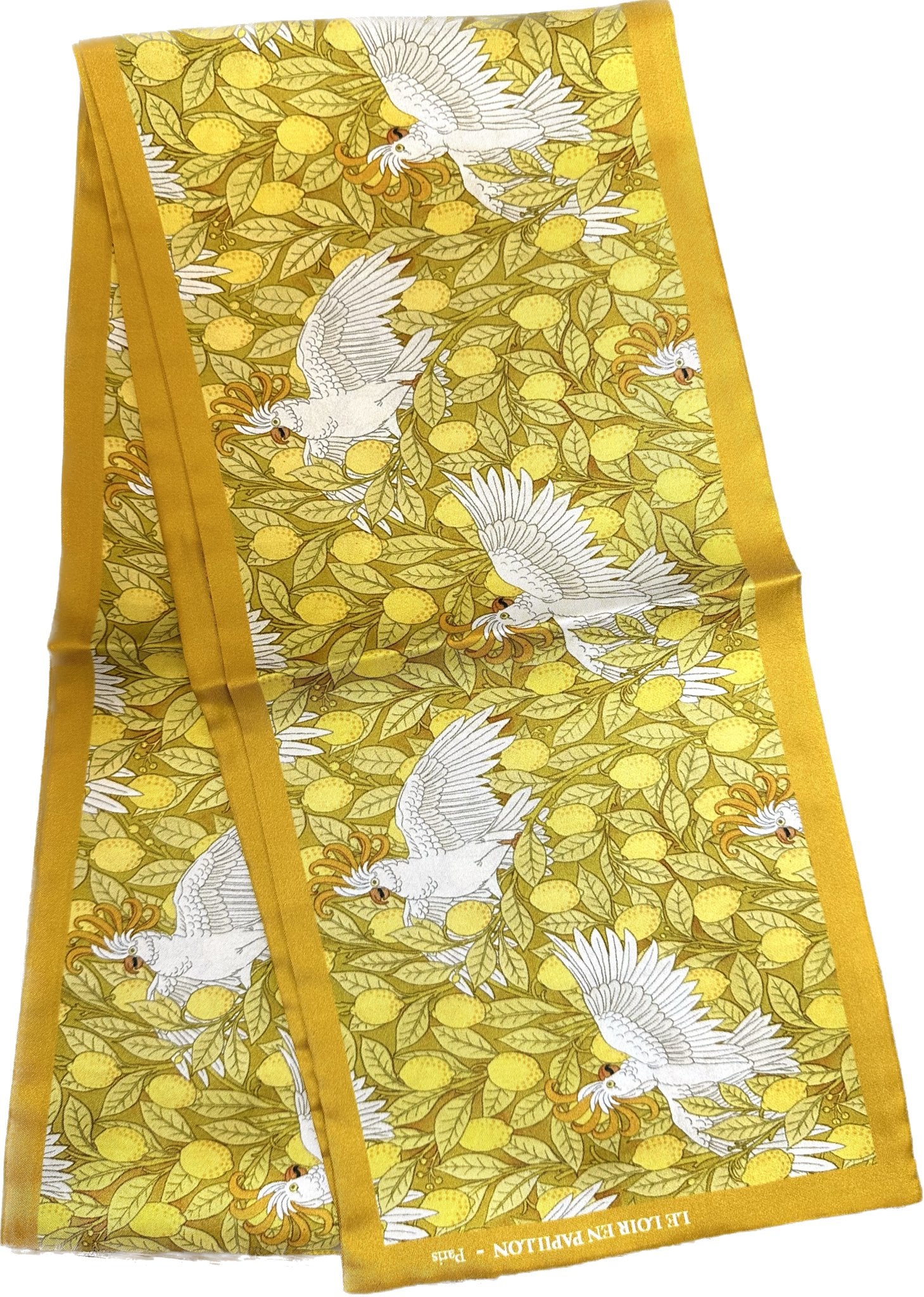 Sciarpa tubolare pappagalli seta gialla Le Loir En Papillon - MONSIEUR