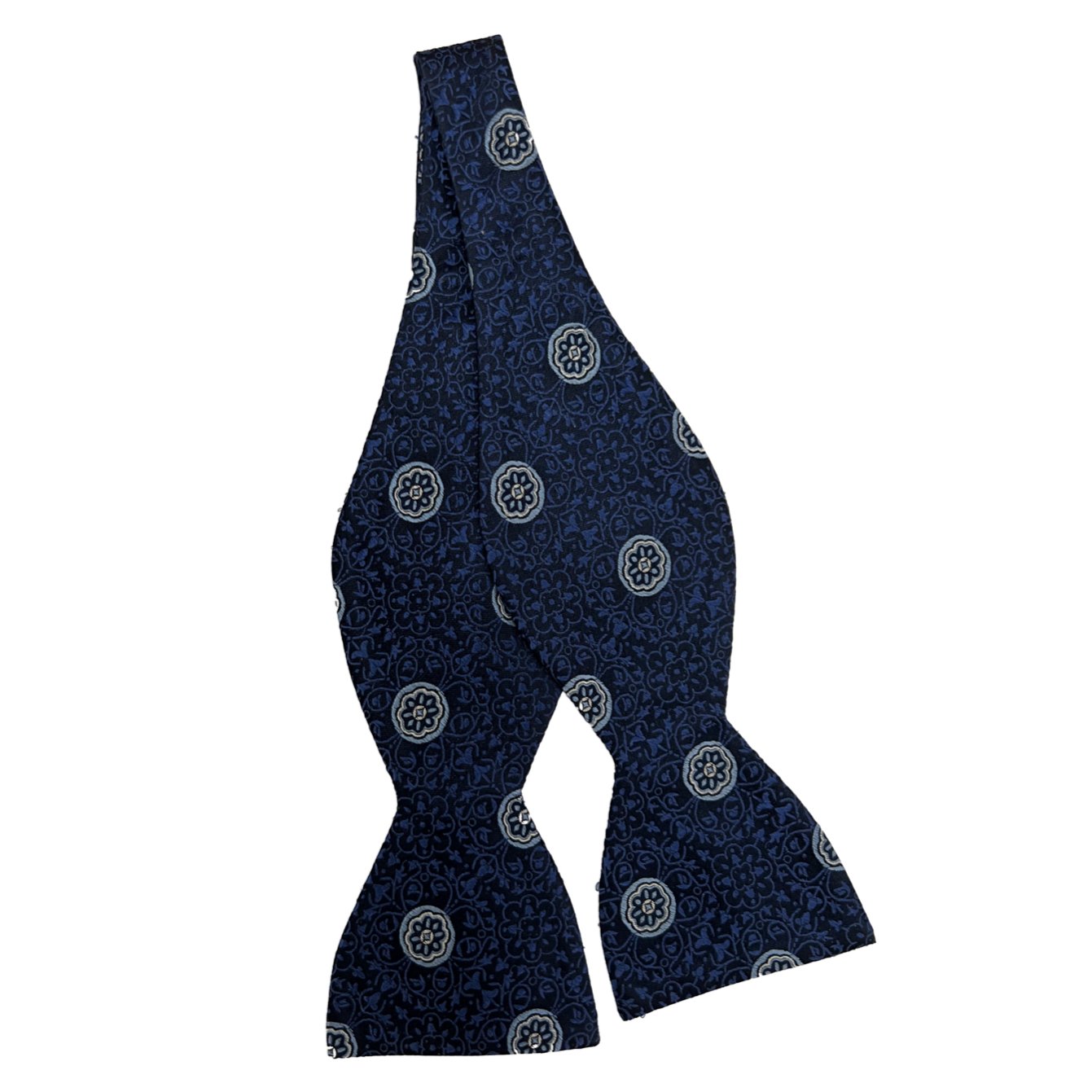 Self bow tie seta medaglioni blu Monsieur - MONSIEUR