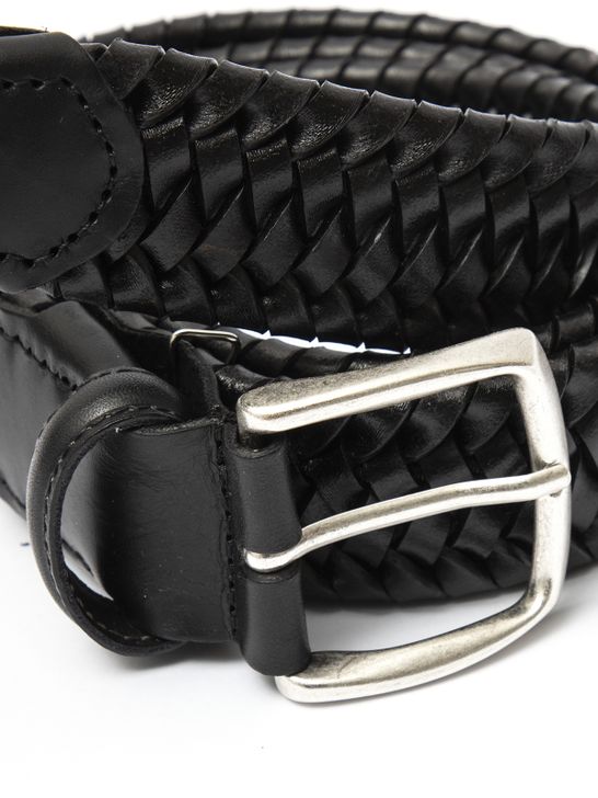 Cintura pelle elastico cerato nera Monsieur