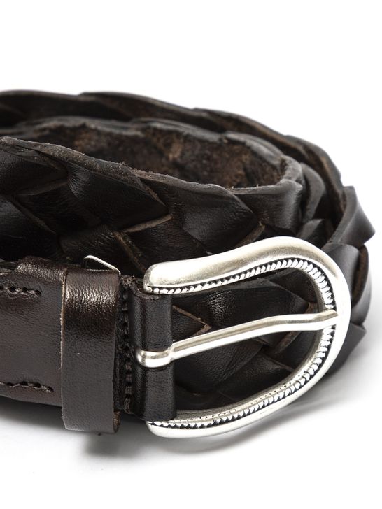 Cintura pelle intrecciata moro Monsieur