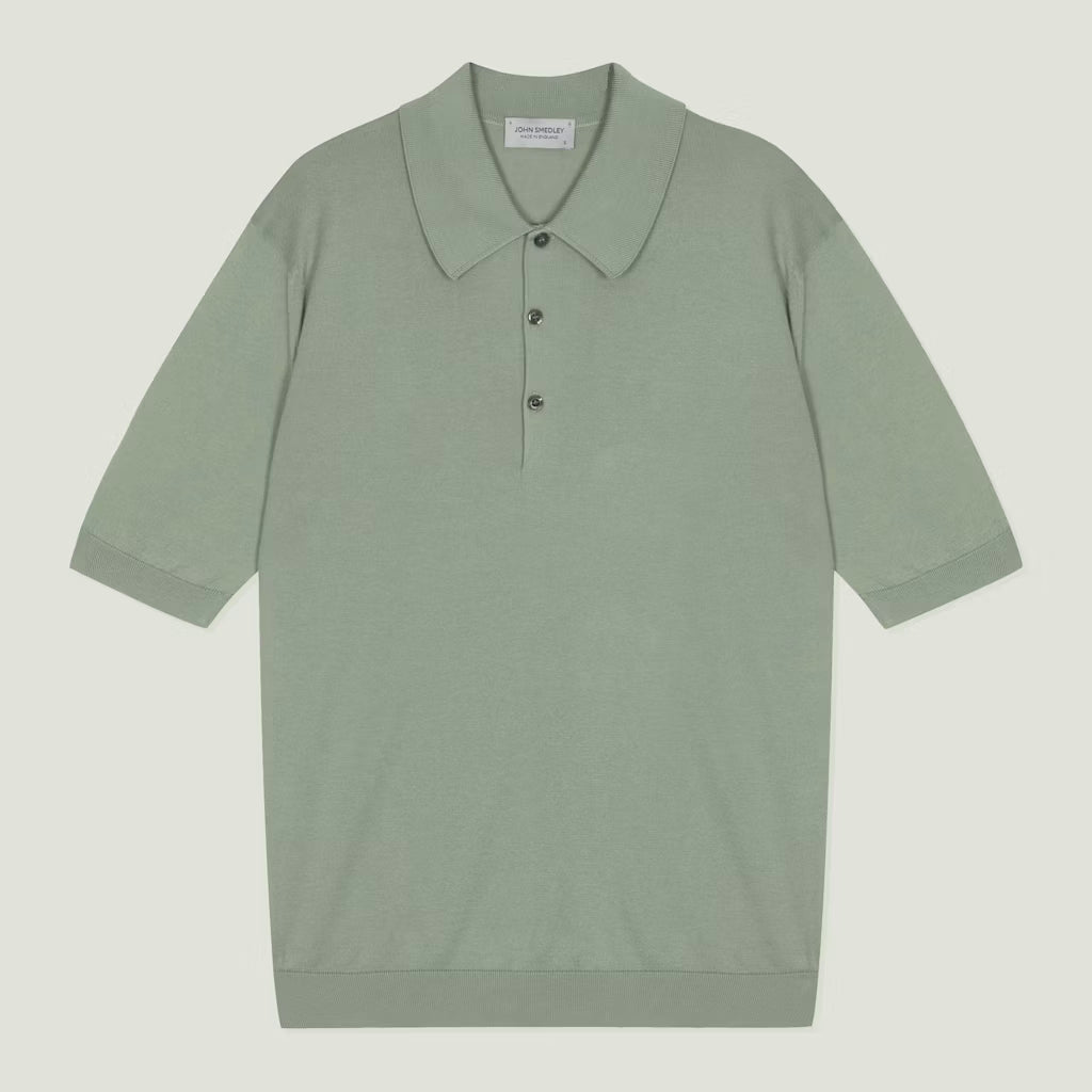 Polo Isis manica corta sea island cotton sea mist John Smedley