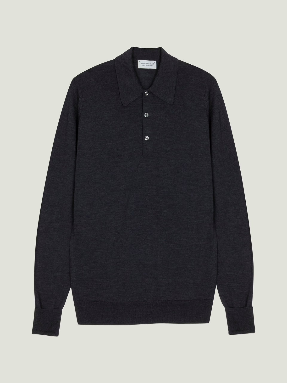 Polo dorset manica lunga extra fine merino wool Hepburn Smoke John Smedley