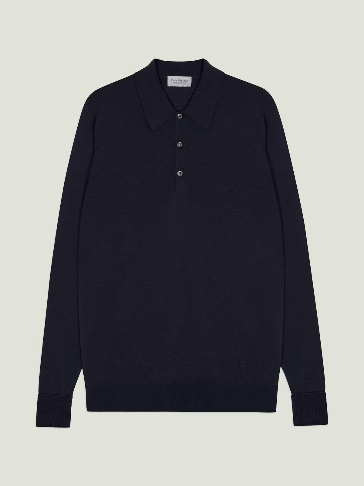 Polo dorset manica lunga extra fine merino wool midnight John Smedley