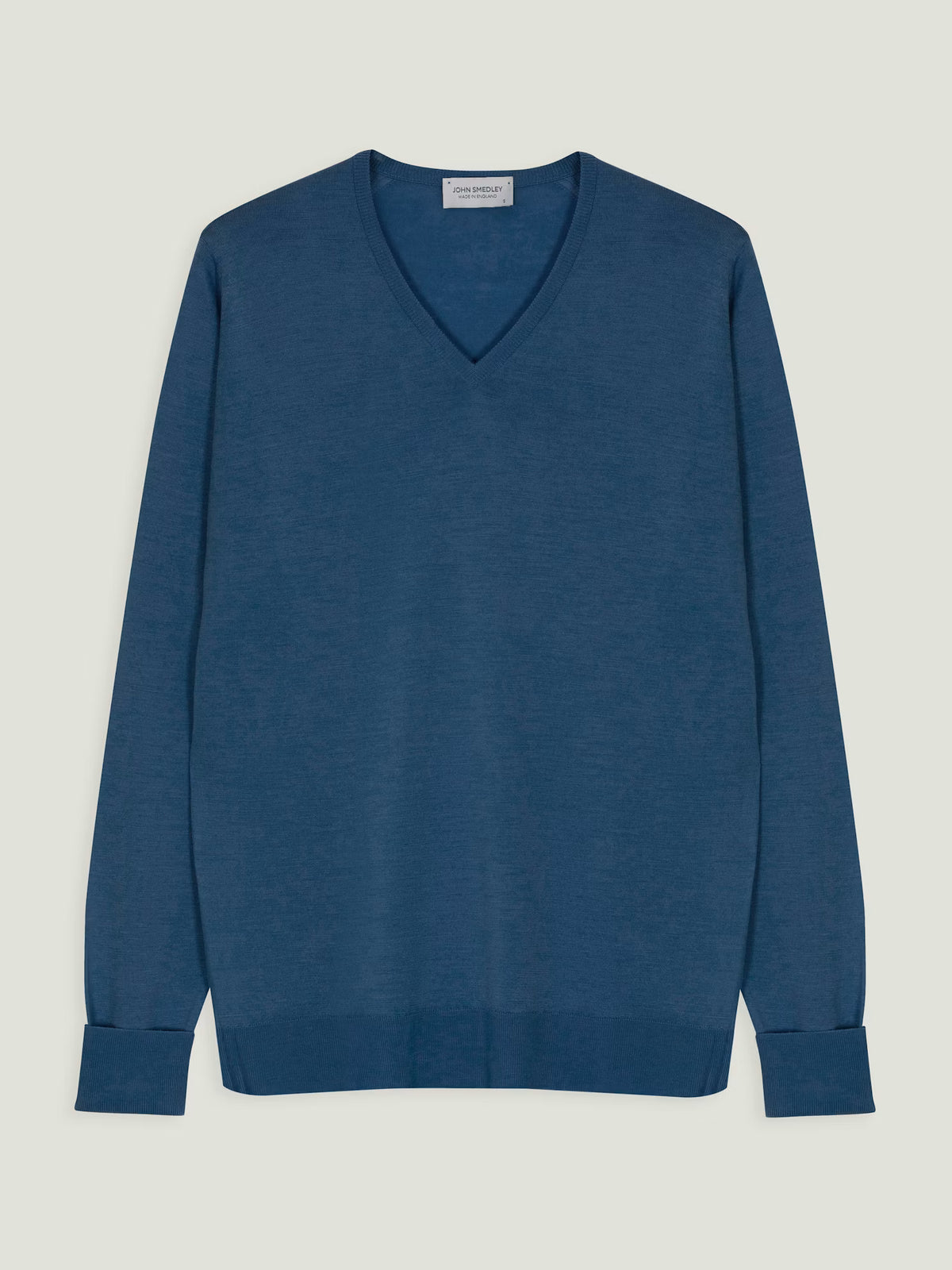 Girocollo Bobby a V extra fine merino wool teal firth John Smedley