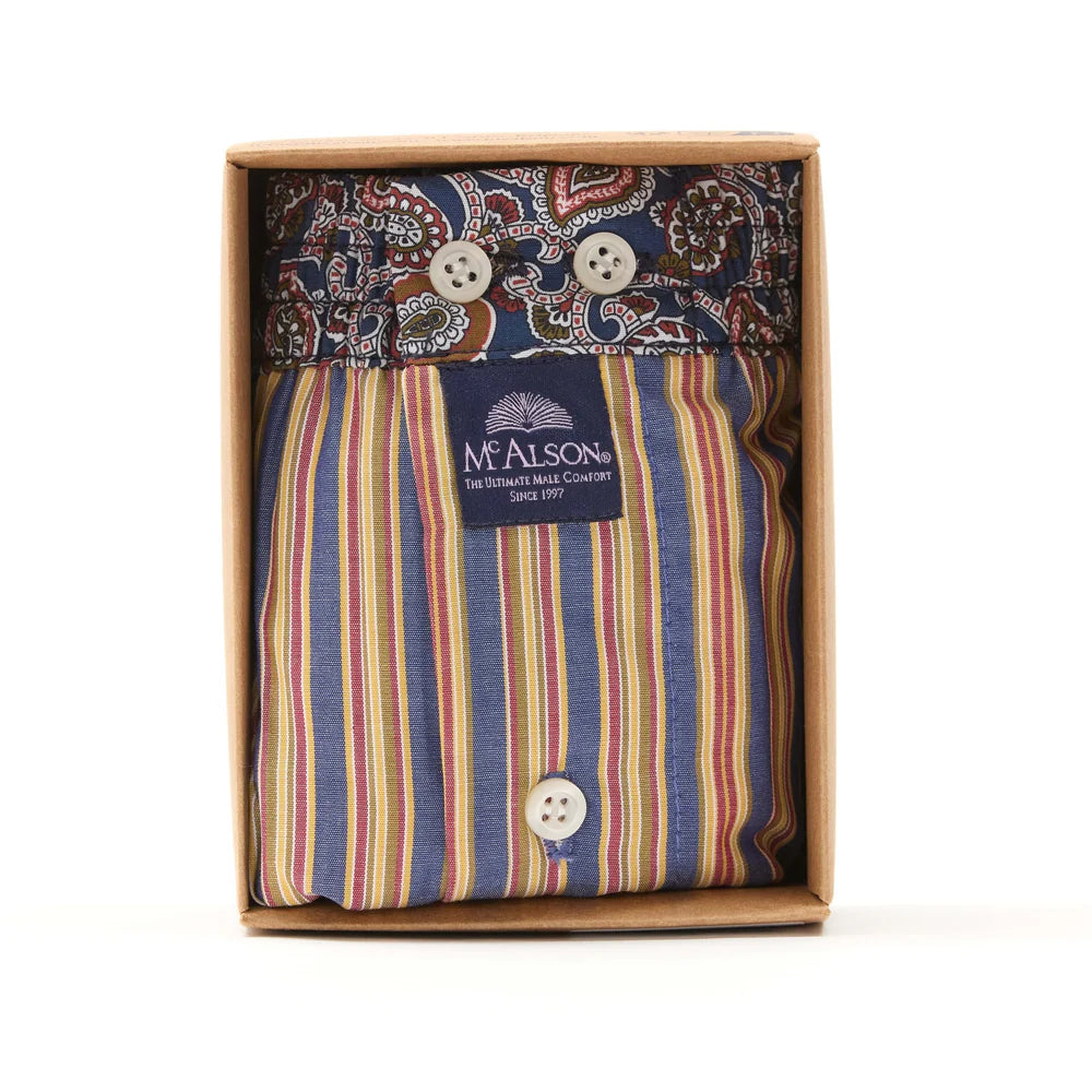 Boxer rigato navy giallo bordeaux McAlson