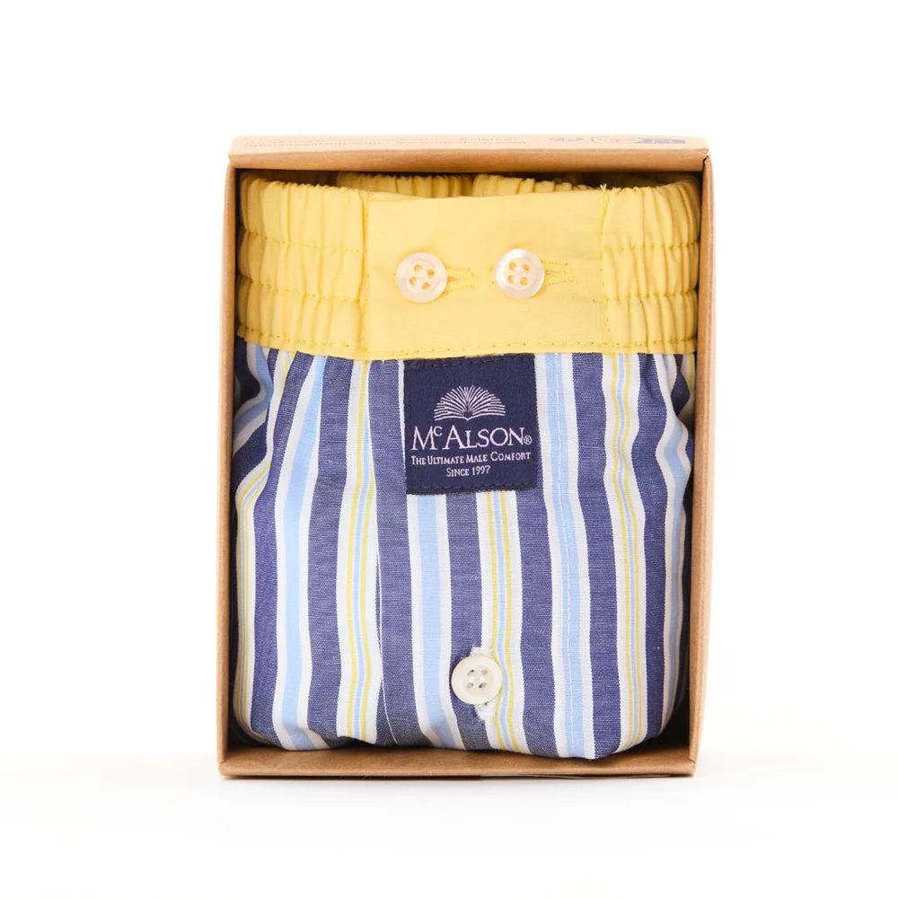 Boxer rigato blu celeste giallo McAlson