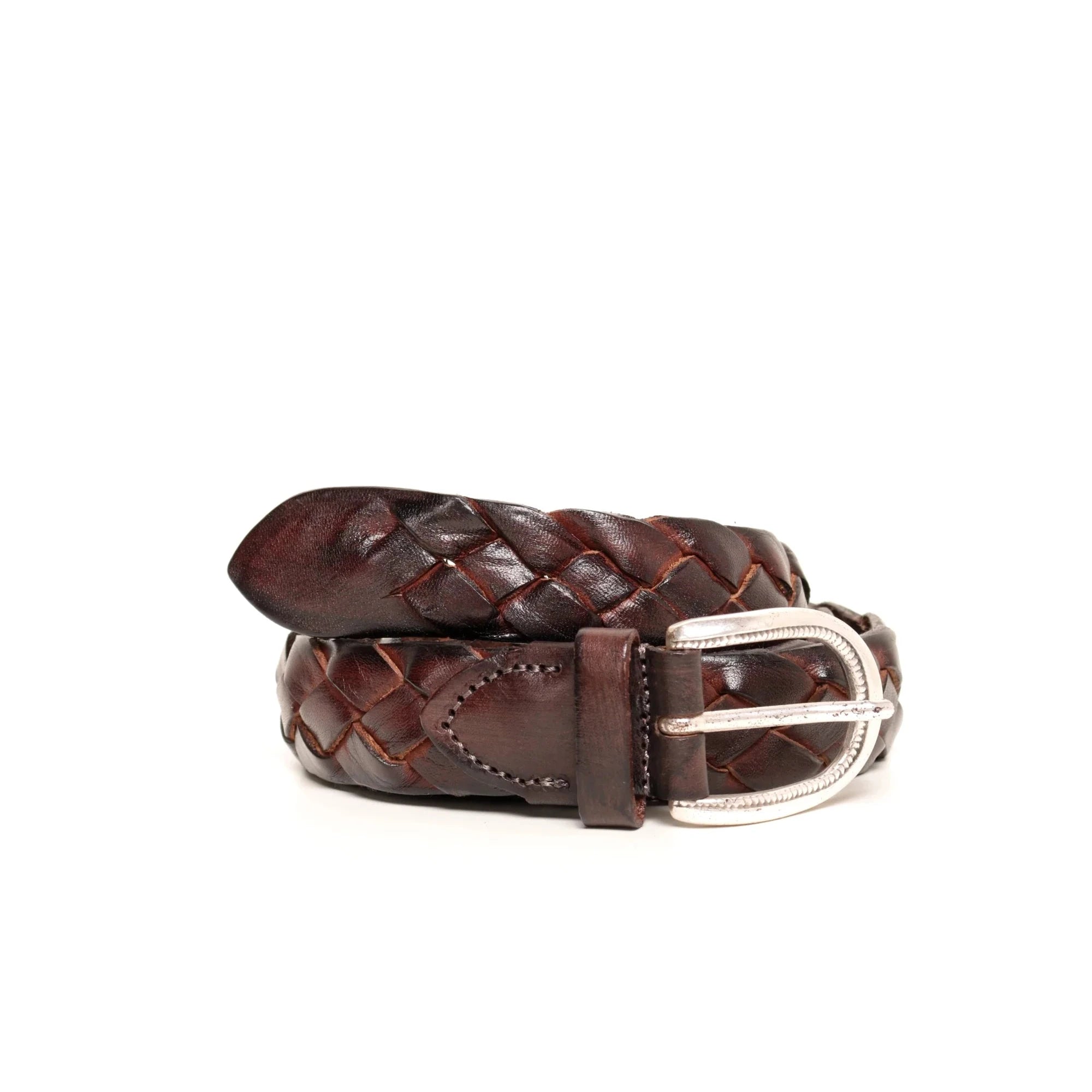 Cintura pelle intrecciata cognac Monsieur