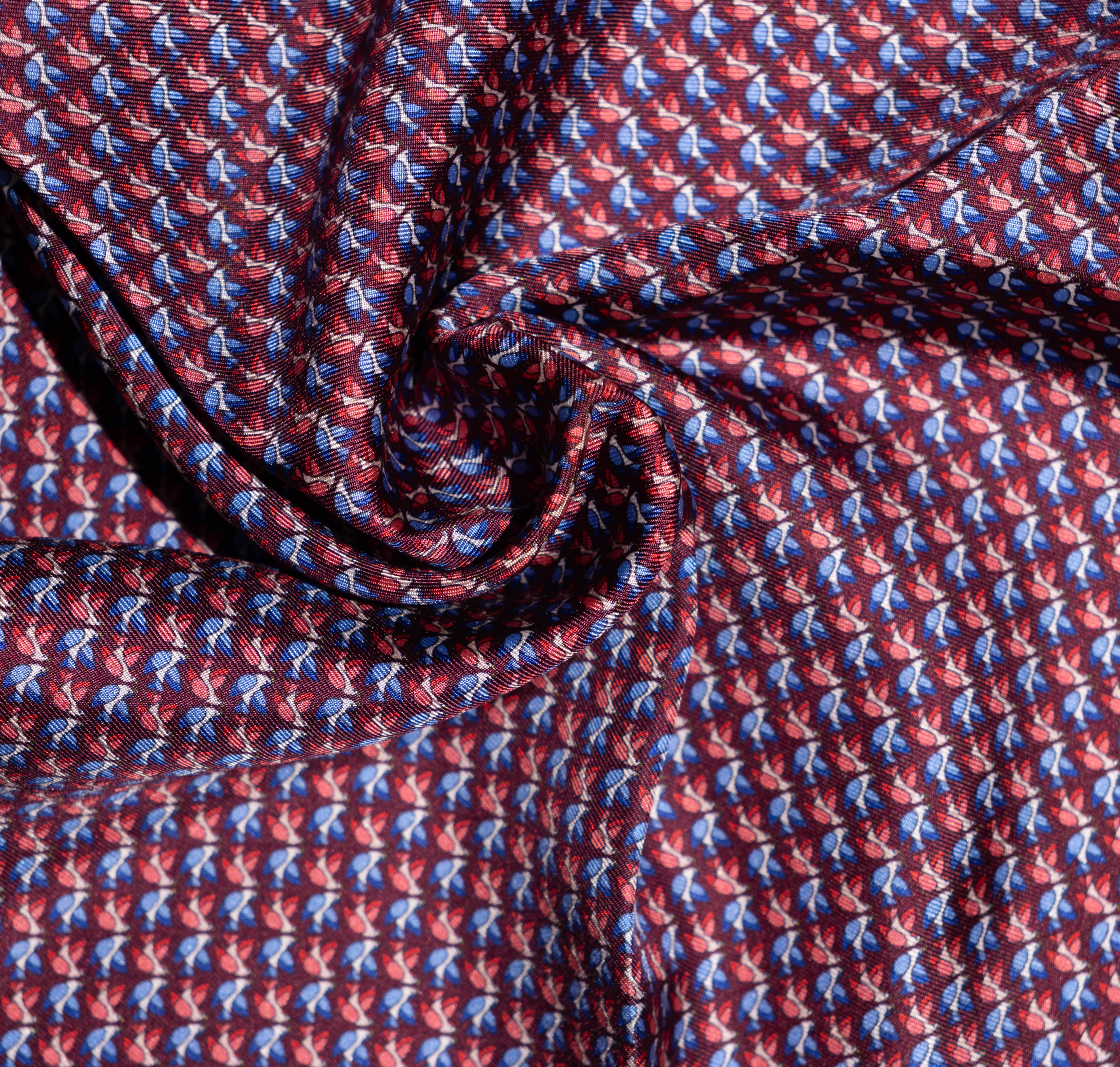 Pocket square uccellini bordeaux Fefè