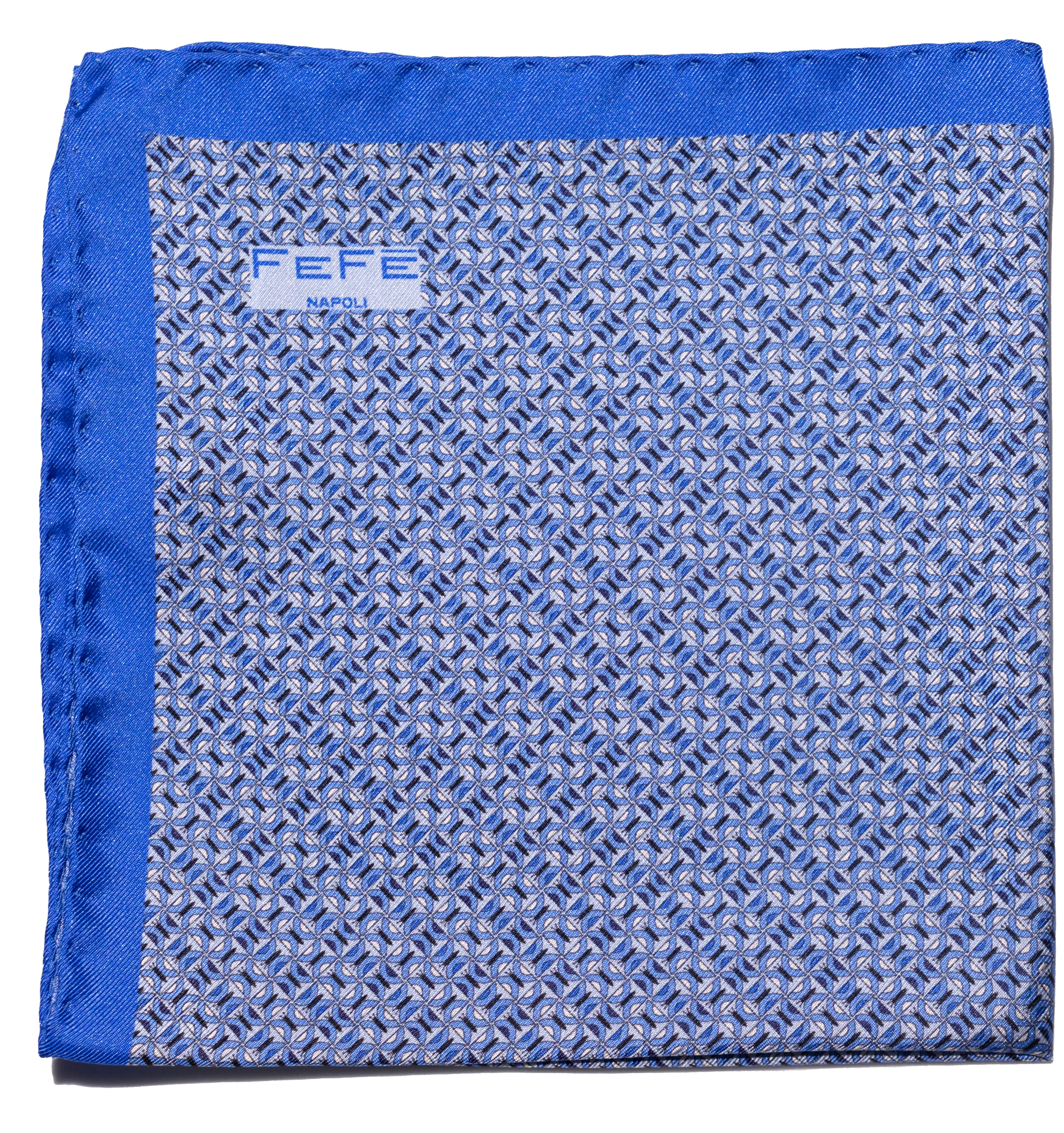Pocket square seta micro fantasia light blue Fefè