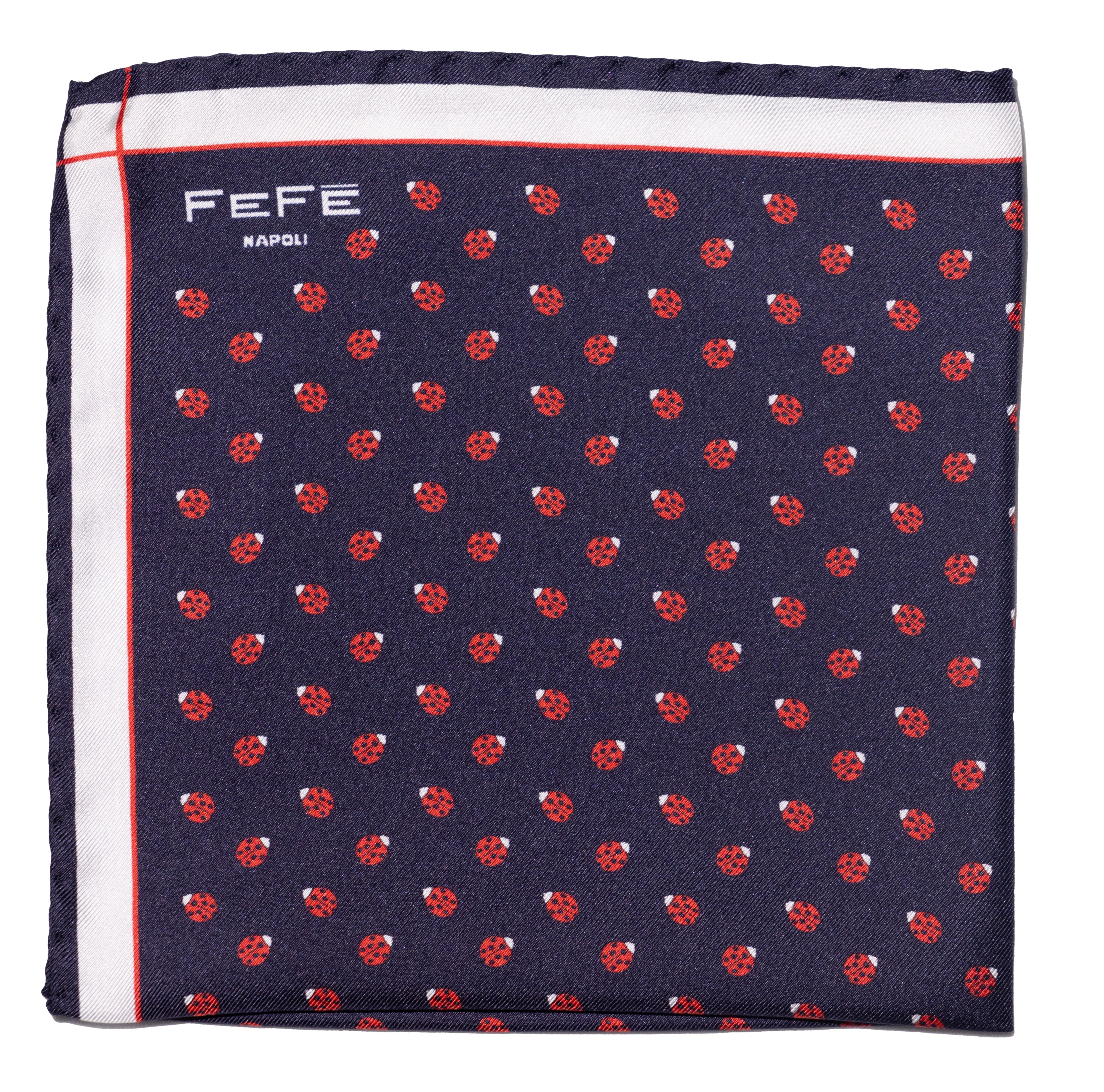Pocket square seta coccinella navy Fefè