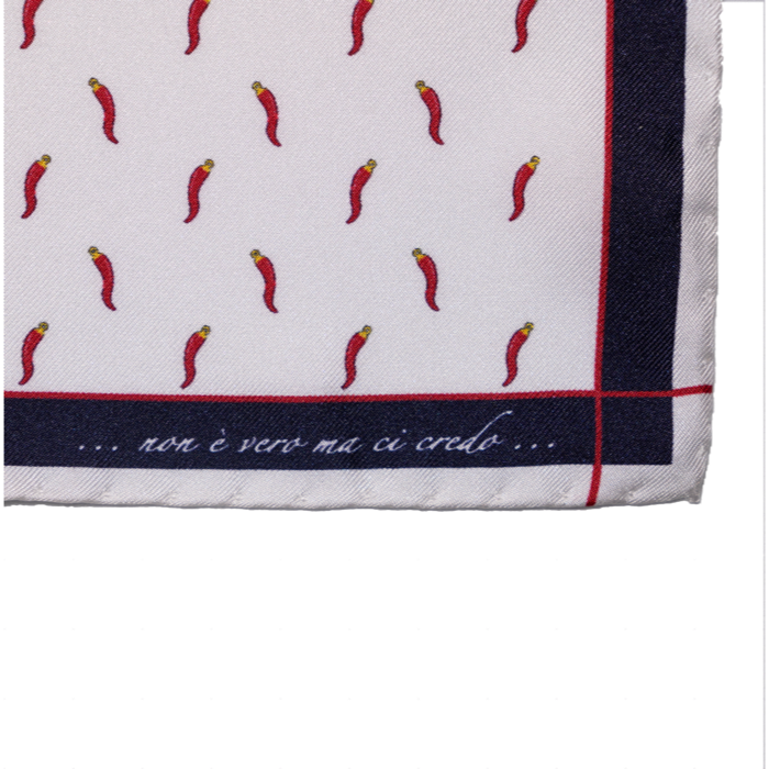 Pocket square seta cornino scaramantico bianca Fefè