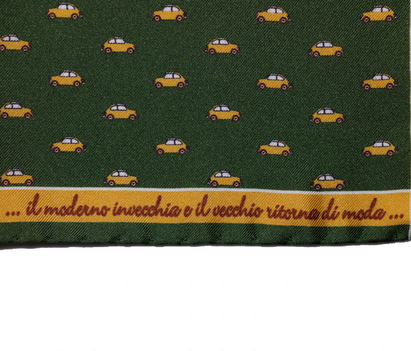 Pocket square seta macchinina verde Fefè