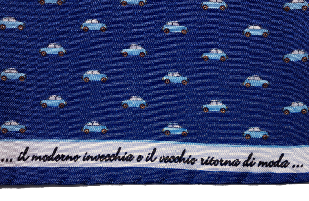 Pocket square seta macchinina blu Fefè