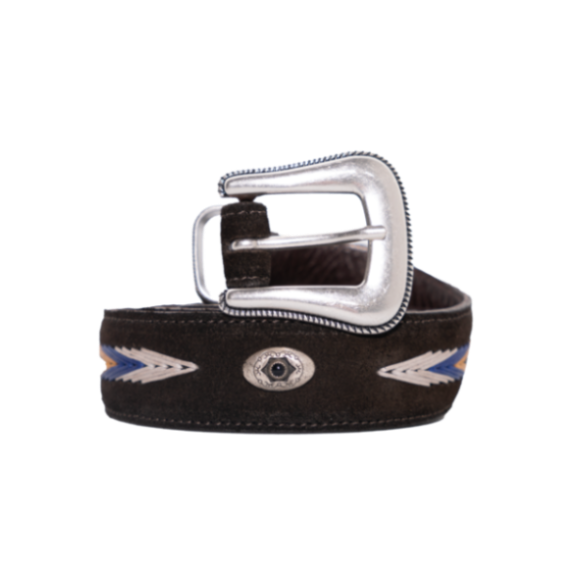 Cintura western suede marrone ricamo borchia Monsieur