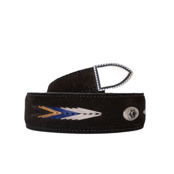 Cintura western suede marrone ricamo borchia Monsieur