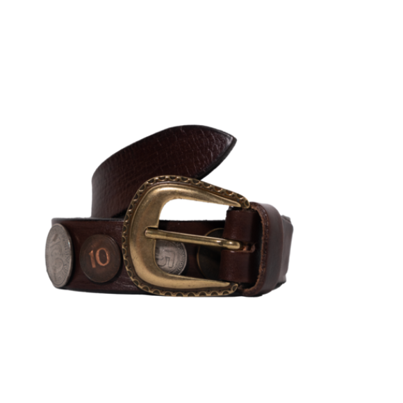 Cintura western pelle testa moro monete Monsieur