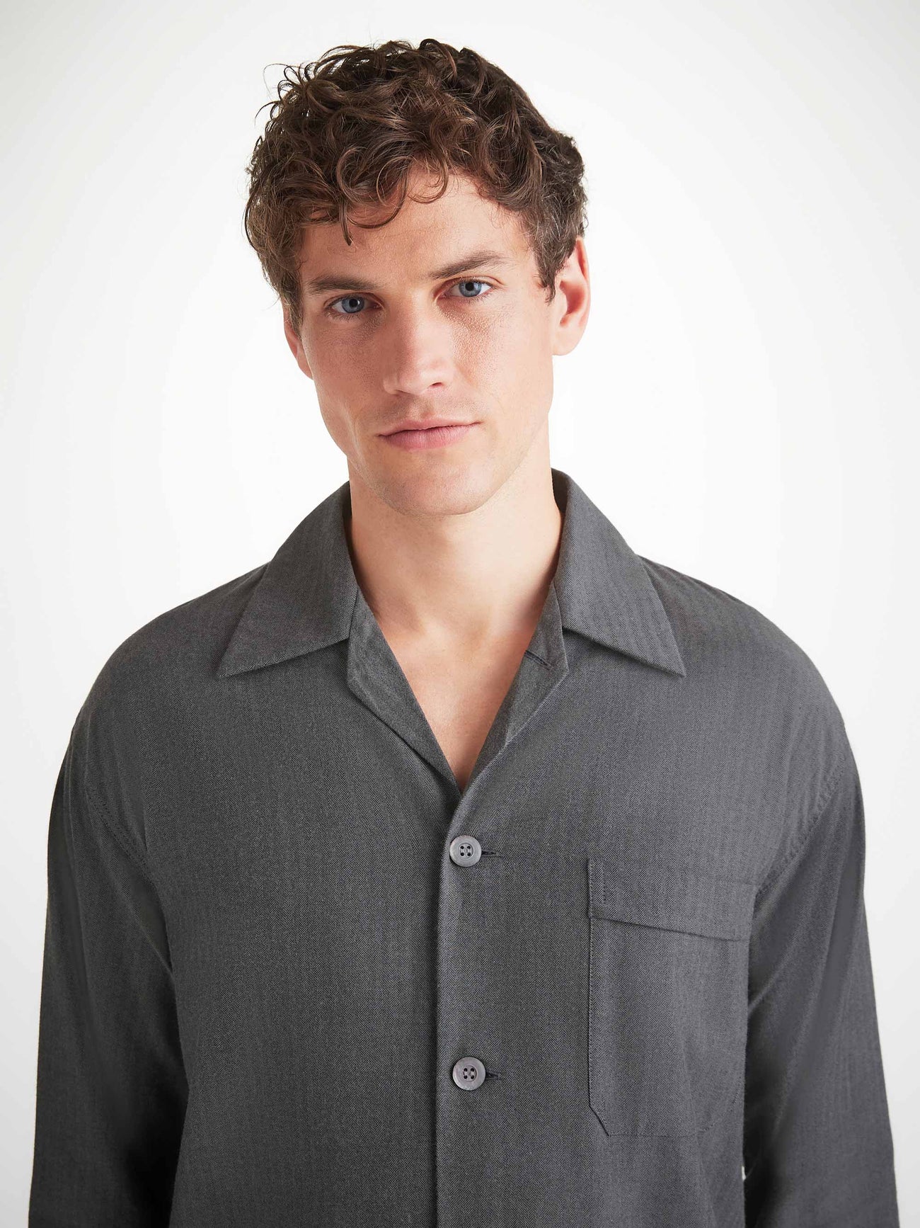 Pigiama lungo cotone brushed grigio Derek Rose