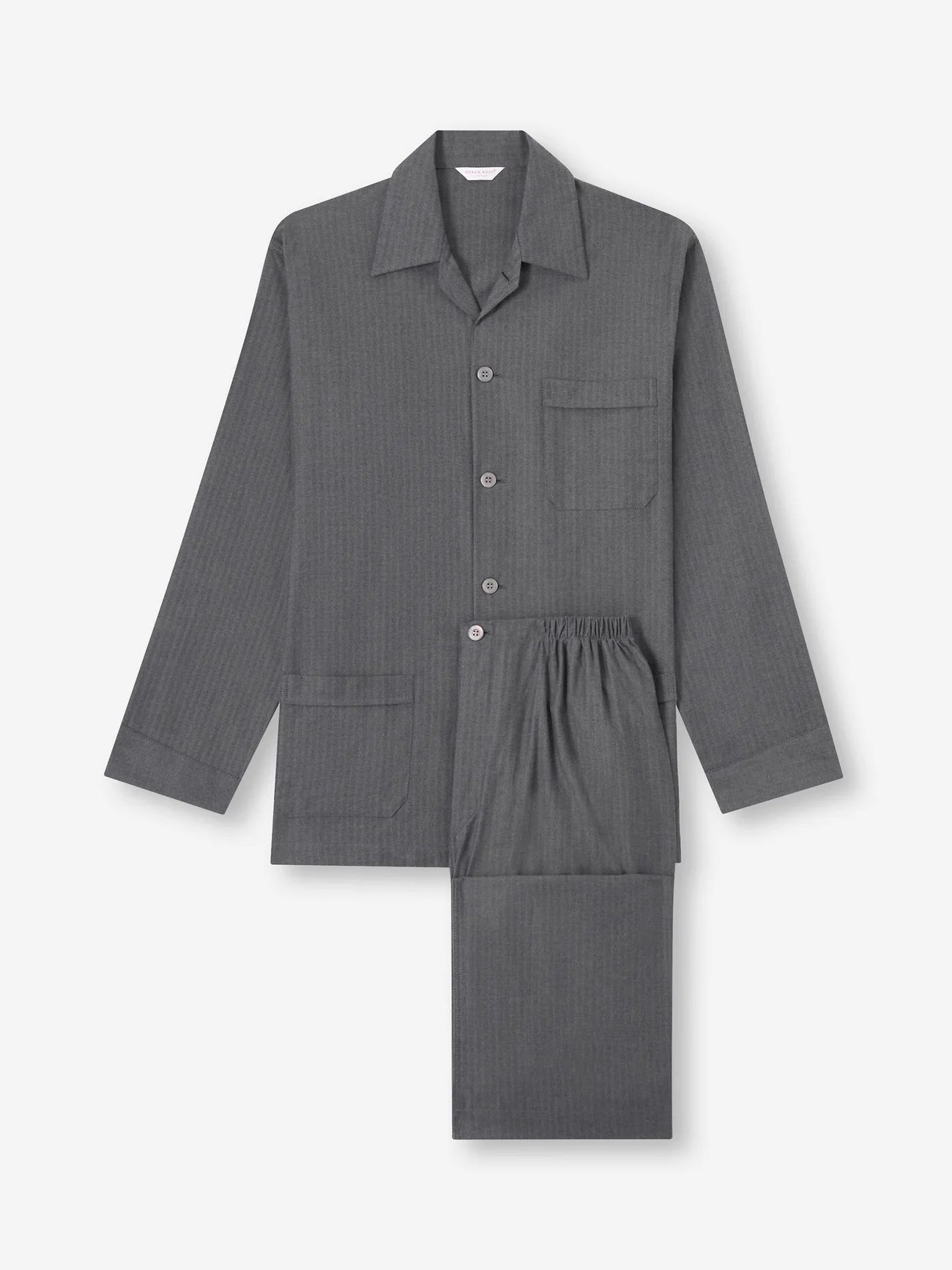 Pigiama lungo cotone brushed grigio Derek Rose