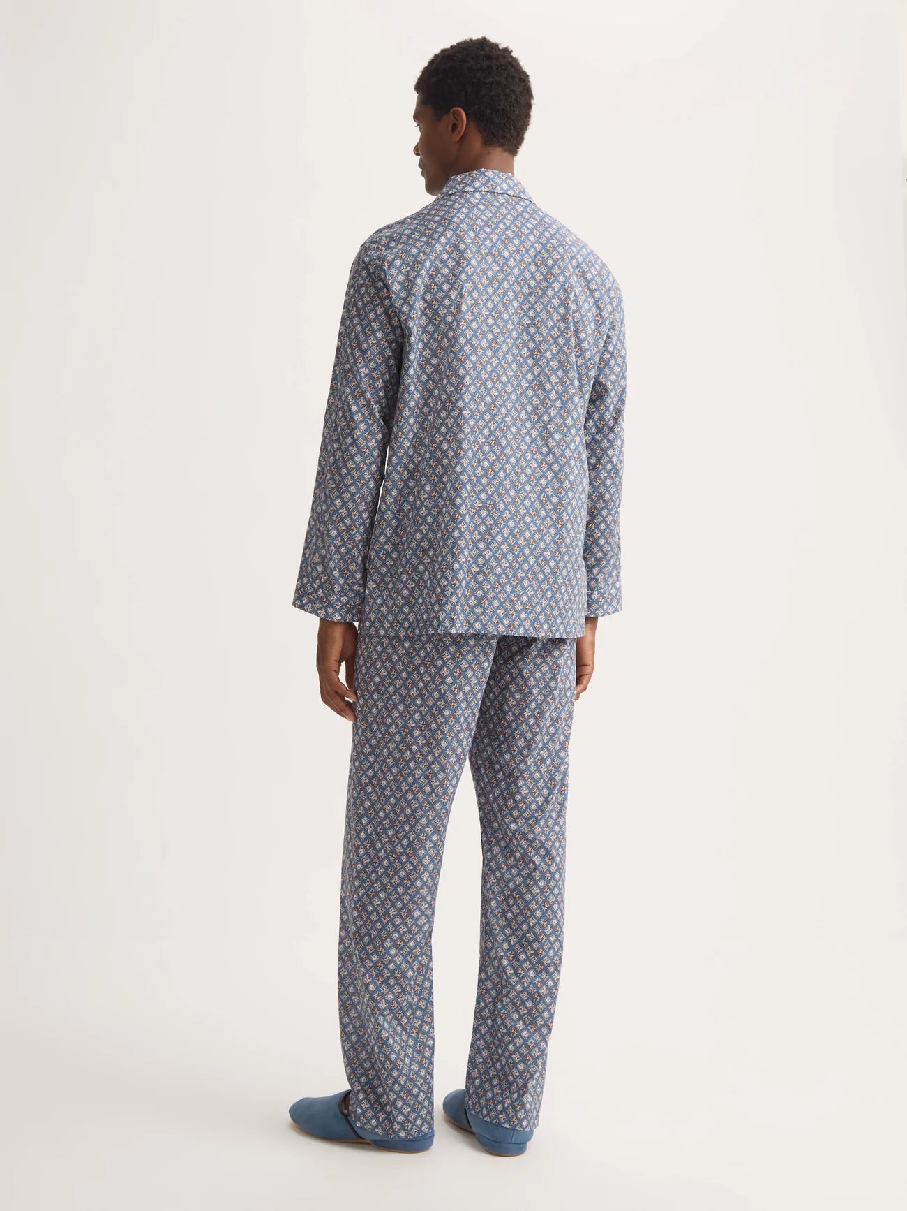 Pigiama lungo cotone batista multicolore blue diamond Derek Rose