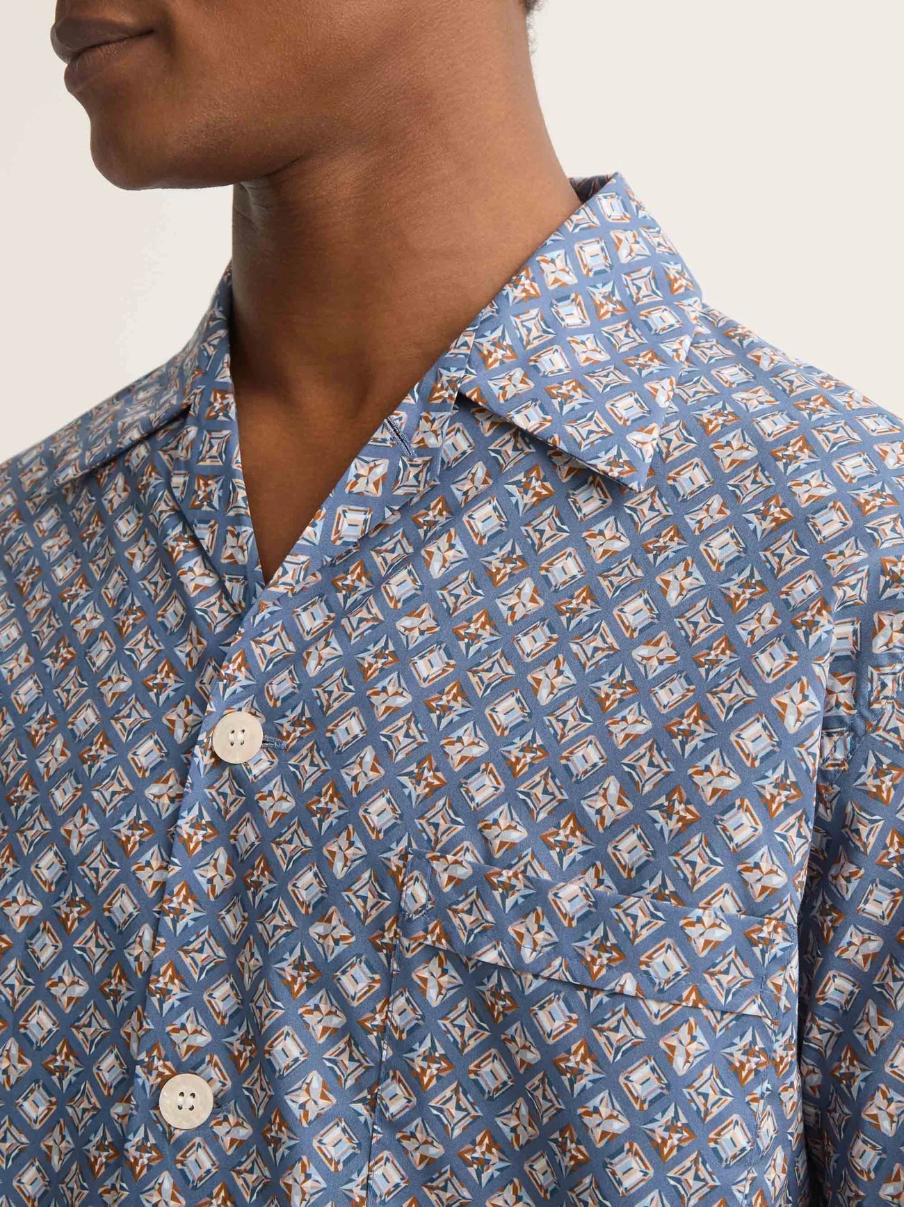 Pigiama lungo cotone batista multicolore blue diamond Derek Rose