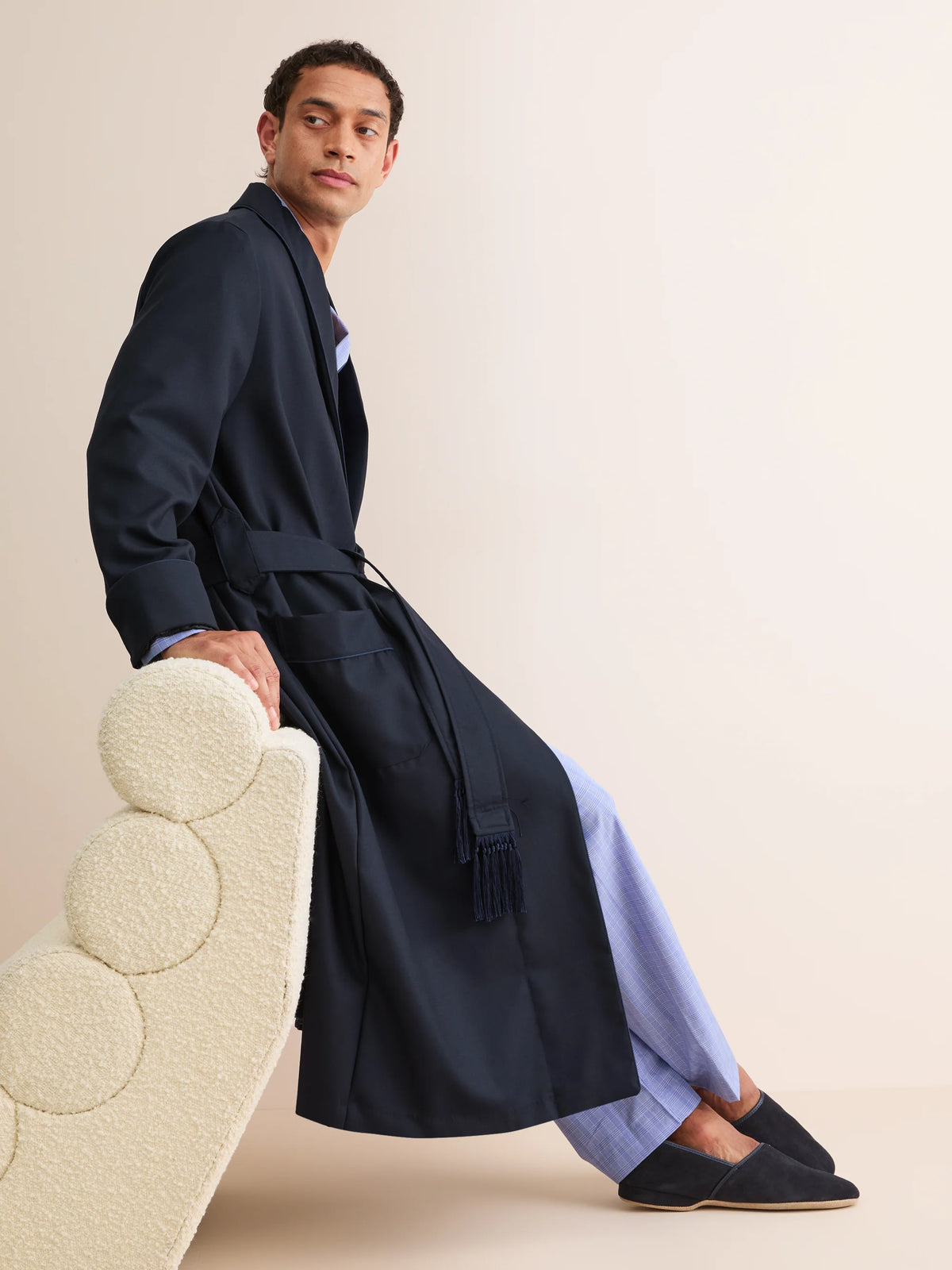 Vestaglia Westminster lana merino Navy blue Derek Rose