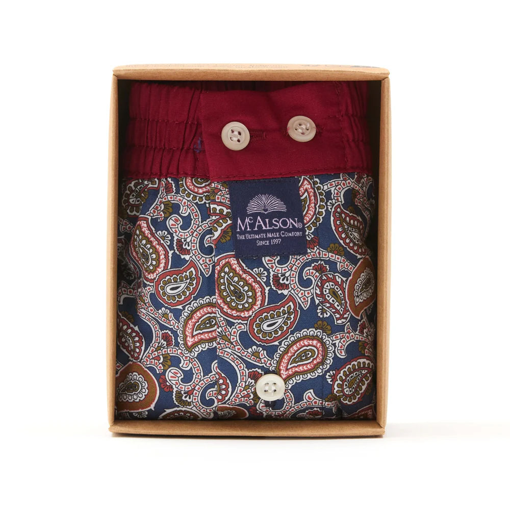 Boxer paisley navy burgundy McAlson