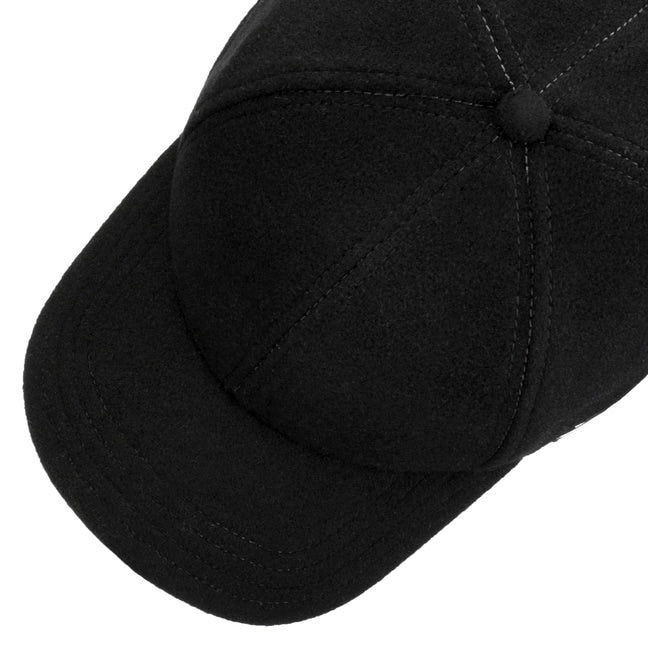 Cappellino baseball con paraorecchie lana cashmere nero Stetson