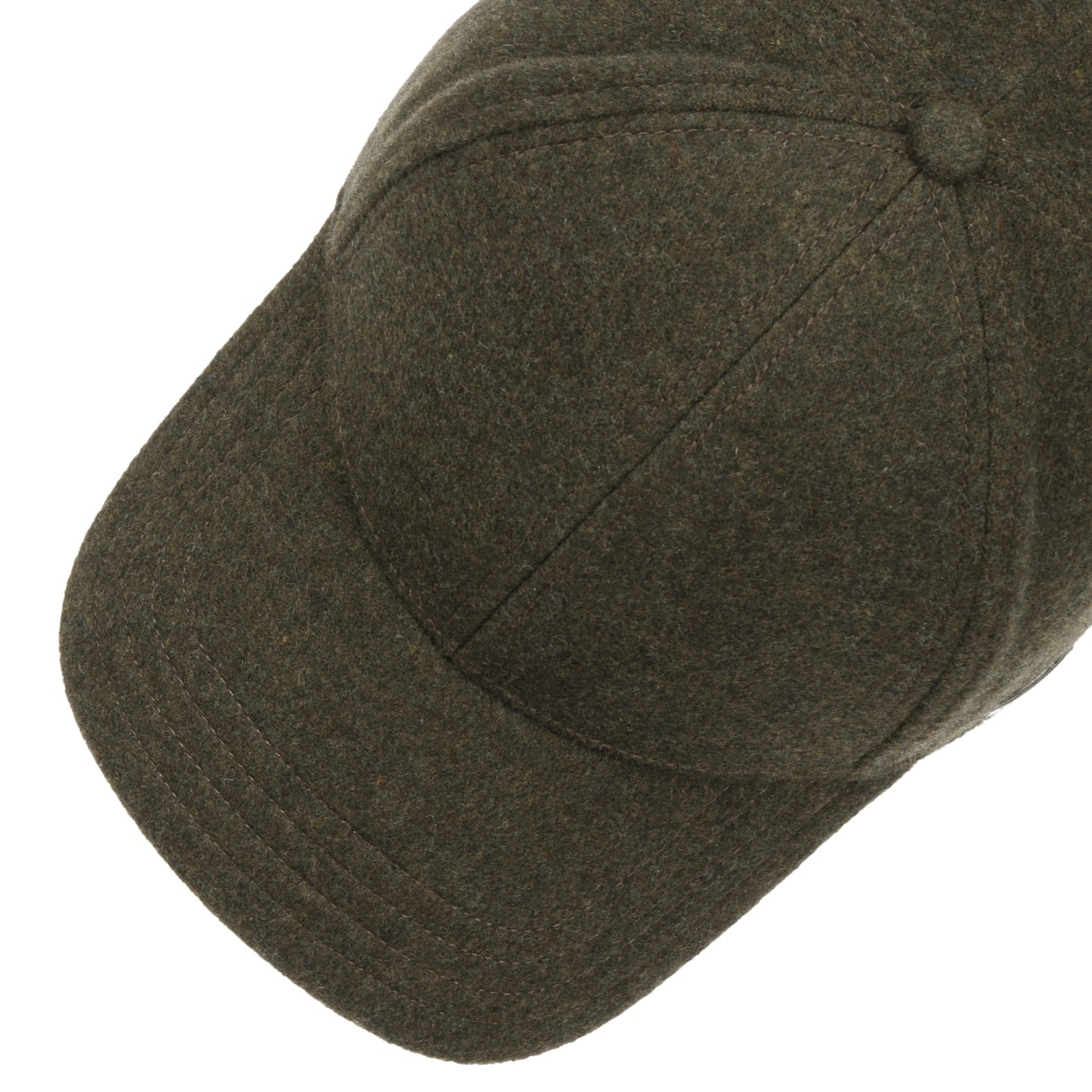 Cappellino baseball con paraorecchie lana cashmere verde oliva Stetson