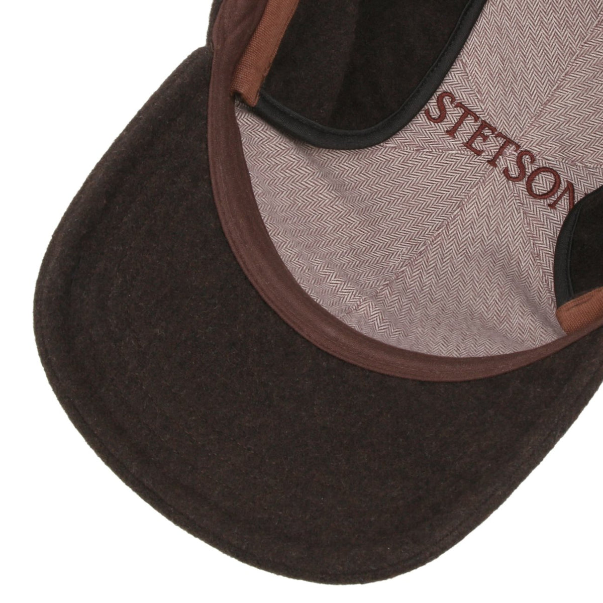 Cappellino baseball con paraorecchie lana cashmere marrone scuro Stetson