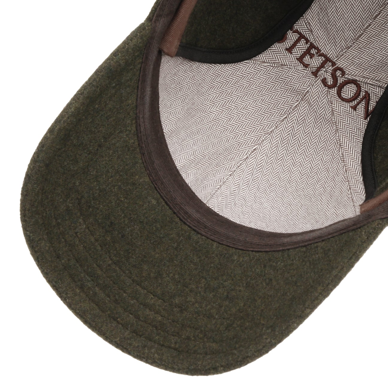 Cappellino baseball con paraorecchie lana cashmere verde oliva Stetson