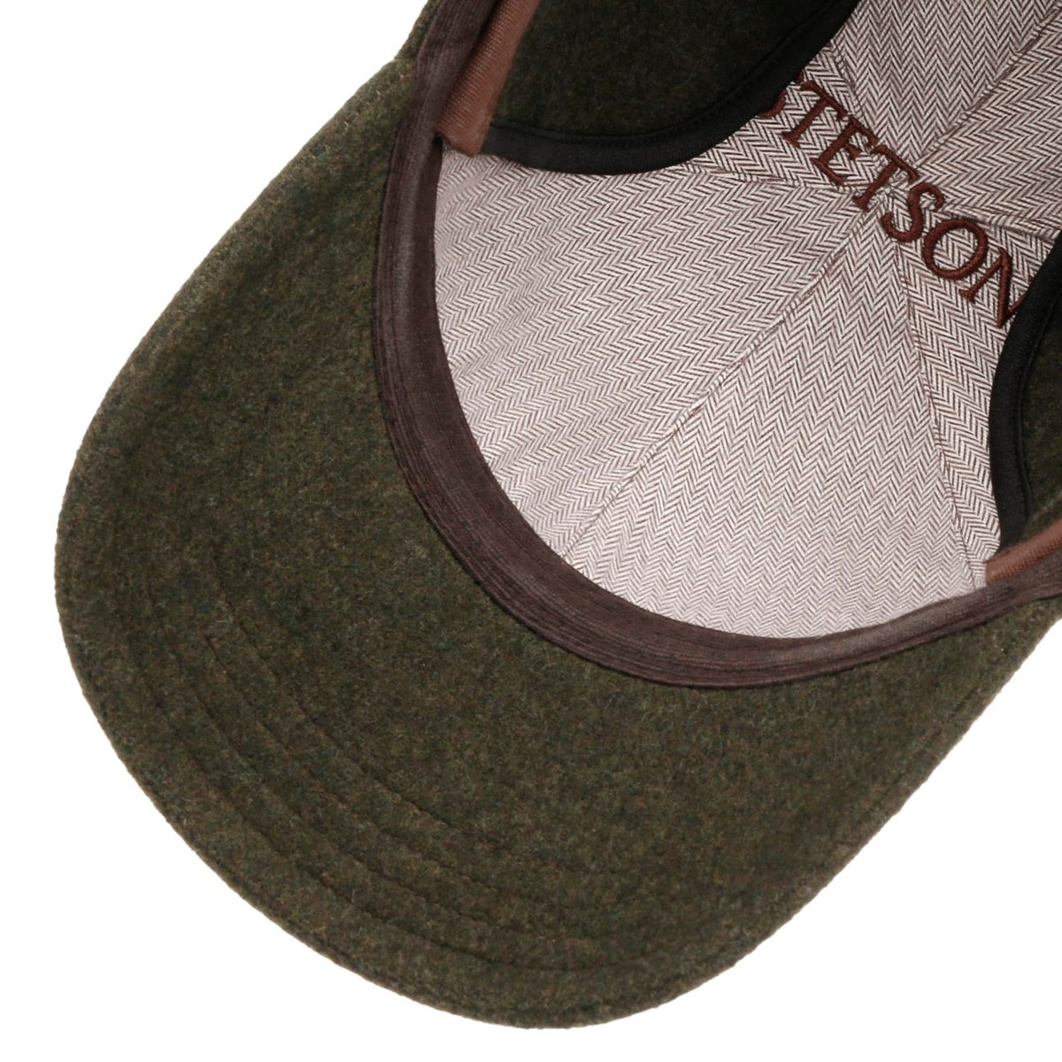 Cappellino baseball con paraorecchie lana cashmere oliva scuro Stetson