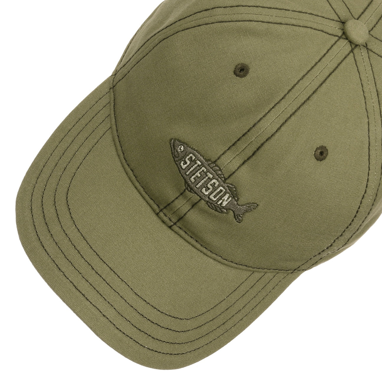 Cappellino da baseball washed canvas fish oliva Stetson