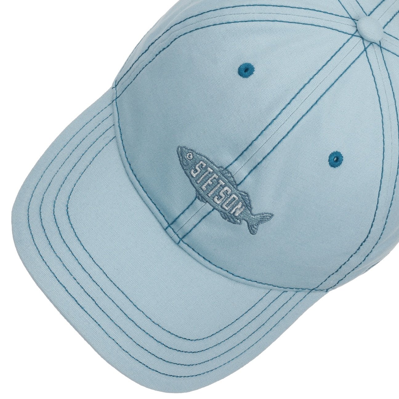 Cappellino da baseball washed canvas fish celeste Stetson