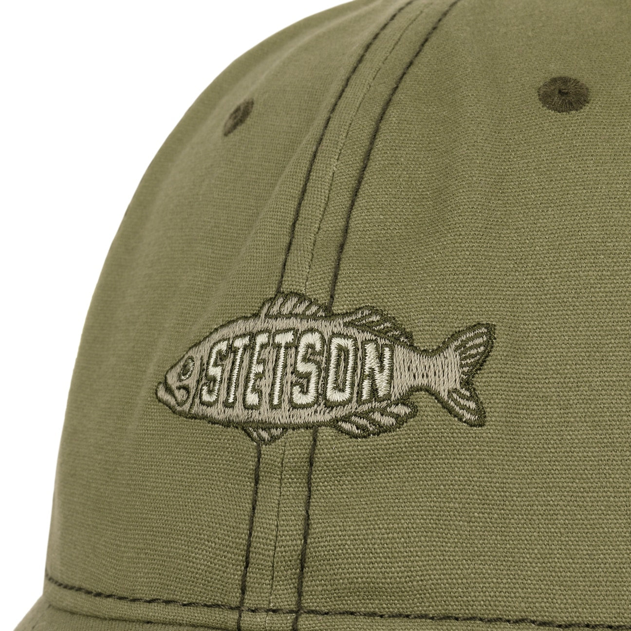 Cappellino da baseball washed canvas fish oliva Stetson