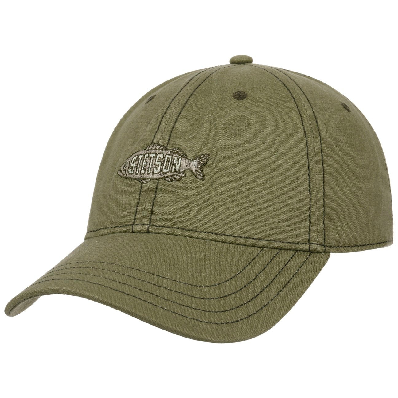 Cappellino da baseball washed canvas fish oliva Stetson