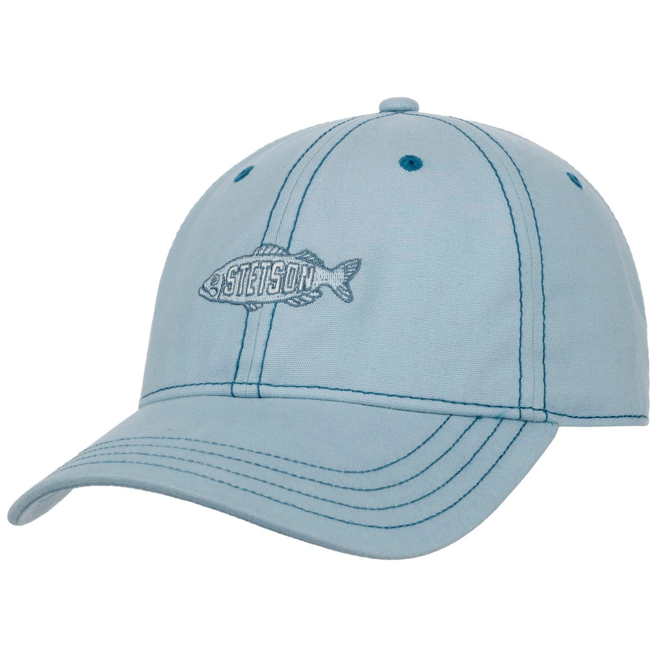 Cappellino da baseball washed canvas fish celeste Stetson
