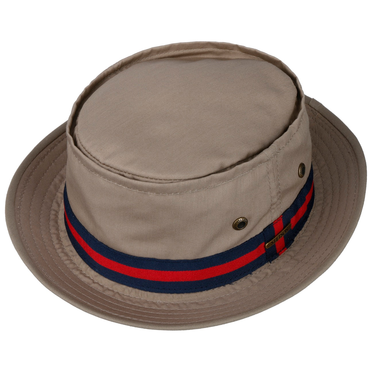 Pork Pie beige cotone regimental Stetson