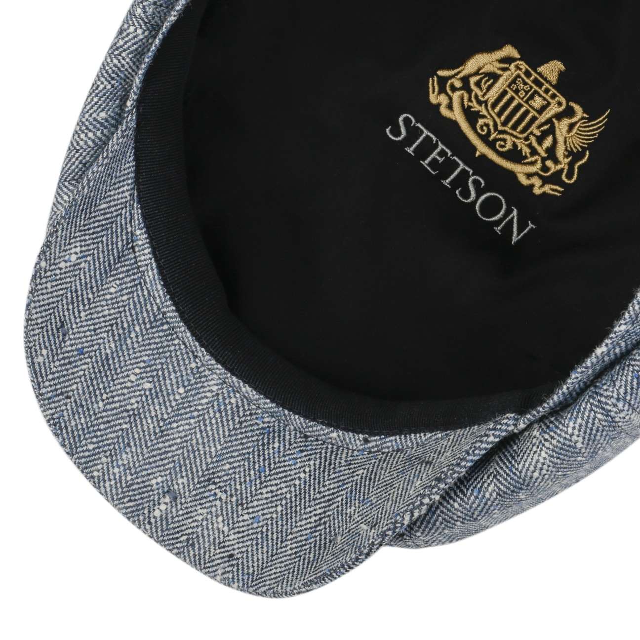 Coppola Hatteras tweed herringbone seta e lino blu Stetson