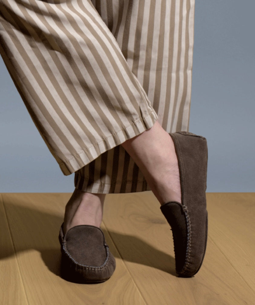 Mocassino da casa camoscio cashmere moro Monsieur