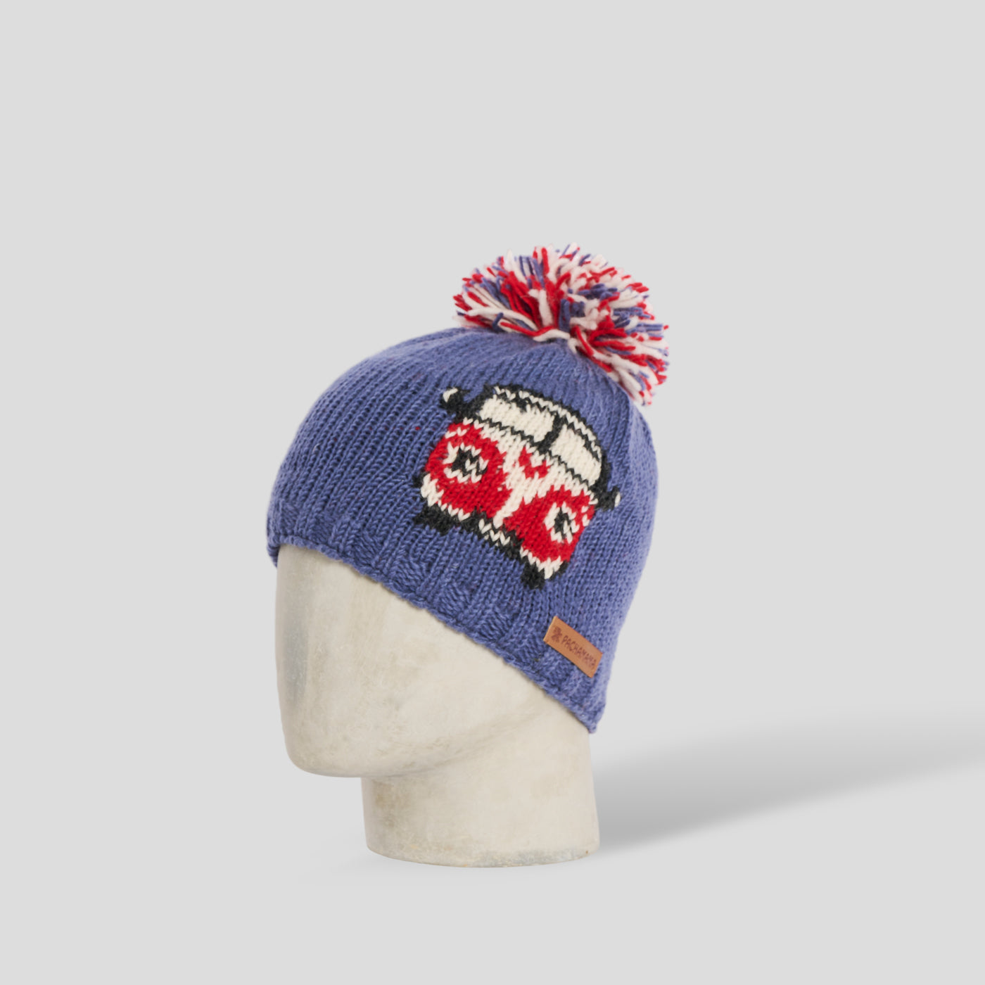 Cuffia Happy Camper lana pom pom denim Pachamama