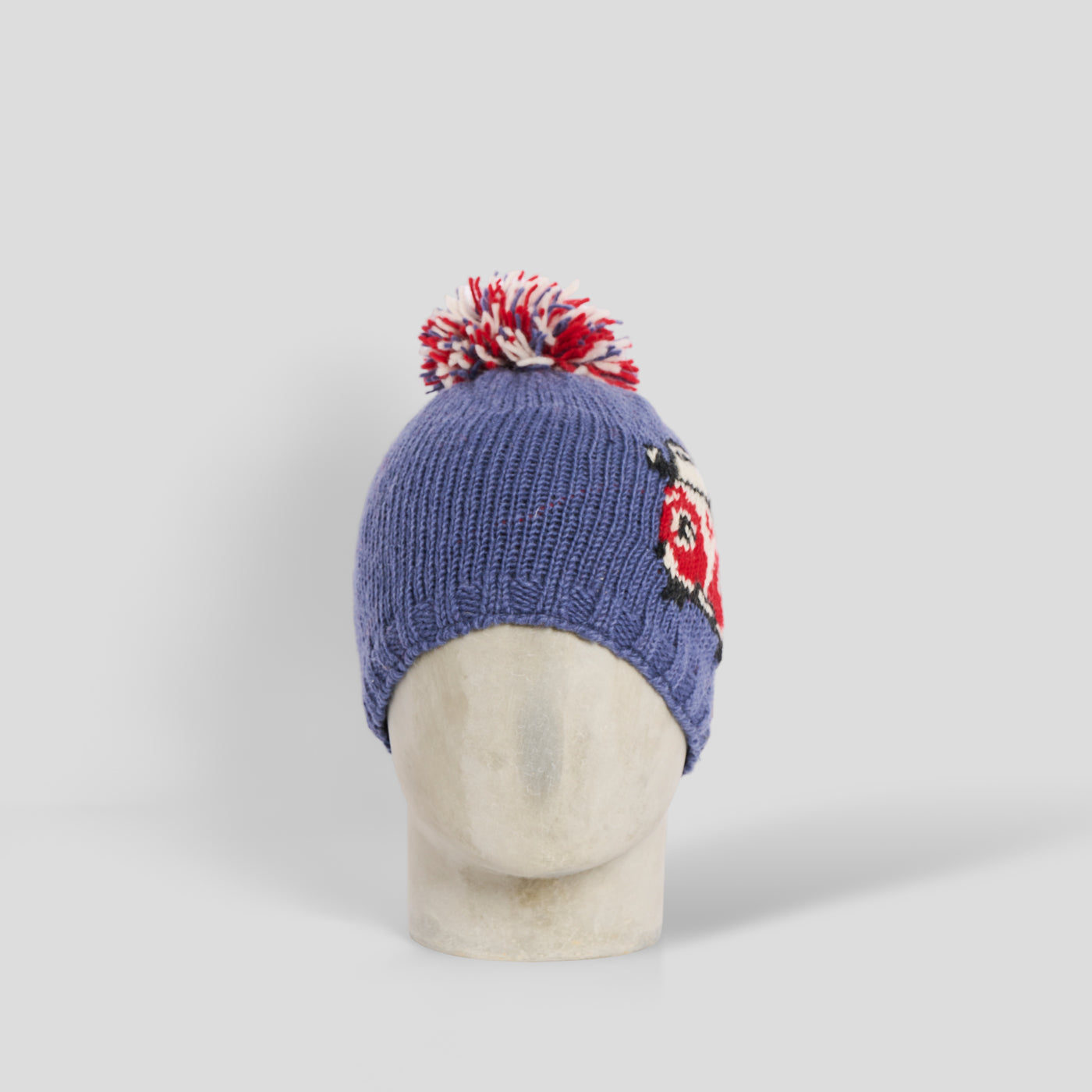 Cuffia Happy Camper lana pom pom denim Pachamama