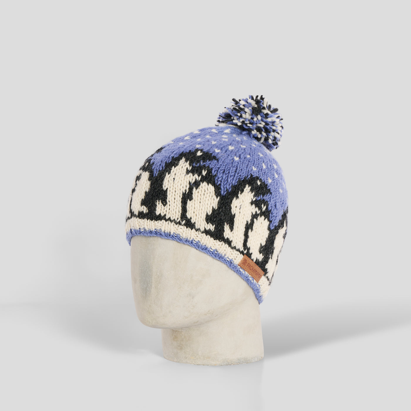 Cuffia pinguini lana pom pom avio Pachamama