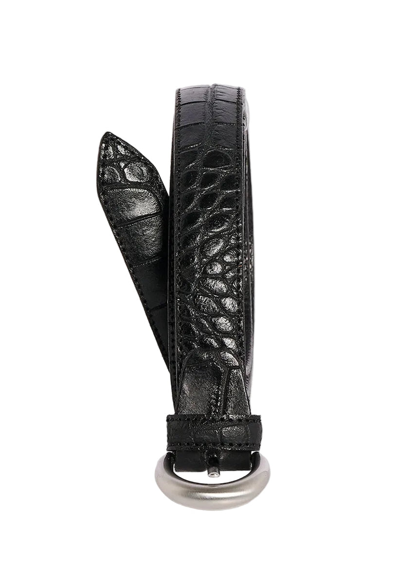 Cintura pelle stampa cocco nera Monsieur