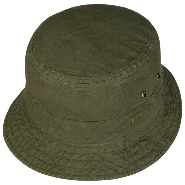 Cappello bucket cotone delavè verde oliva Stetson