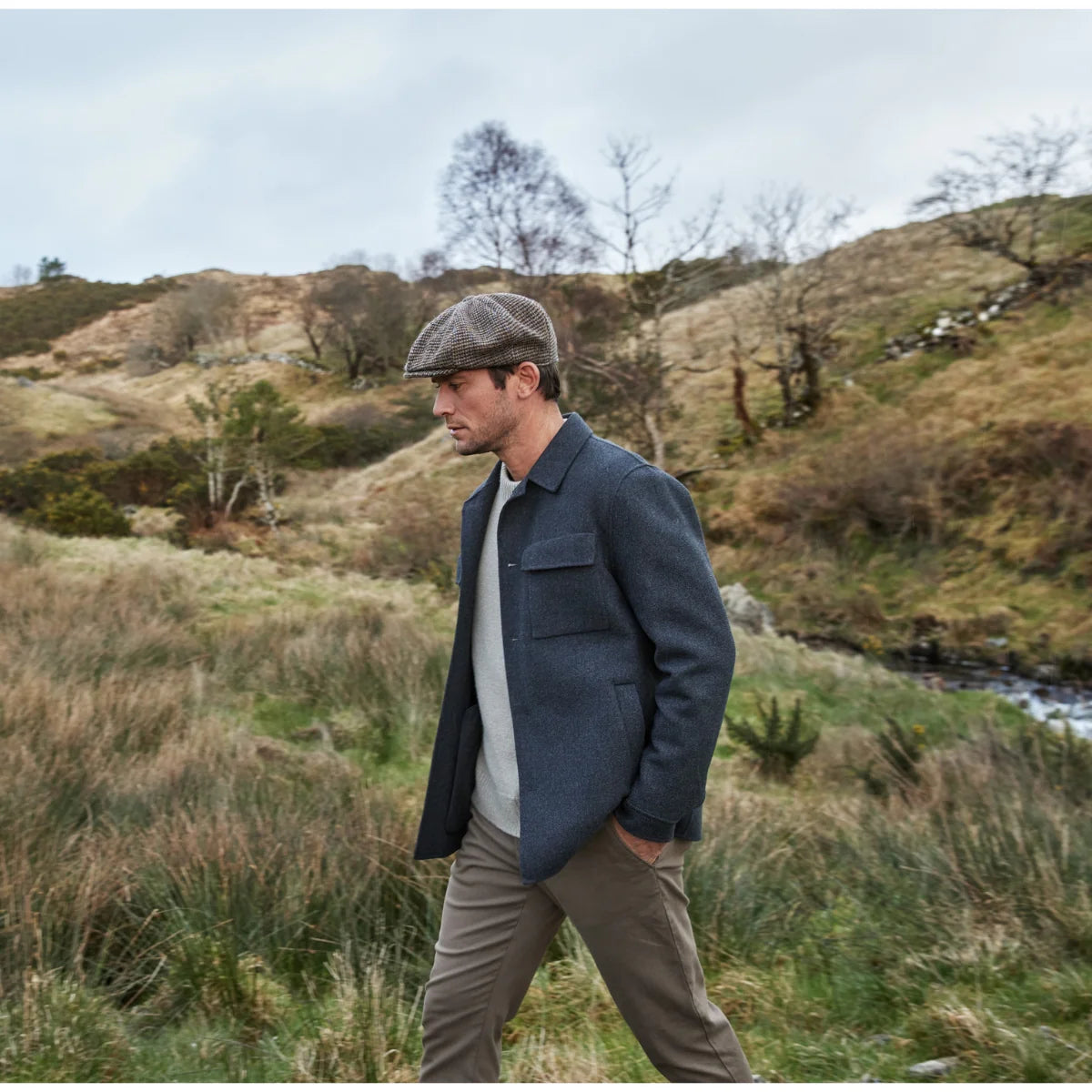 Cappello otto spicchi irish tweed grigio scuro Hanna Hats