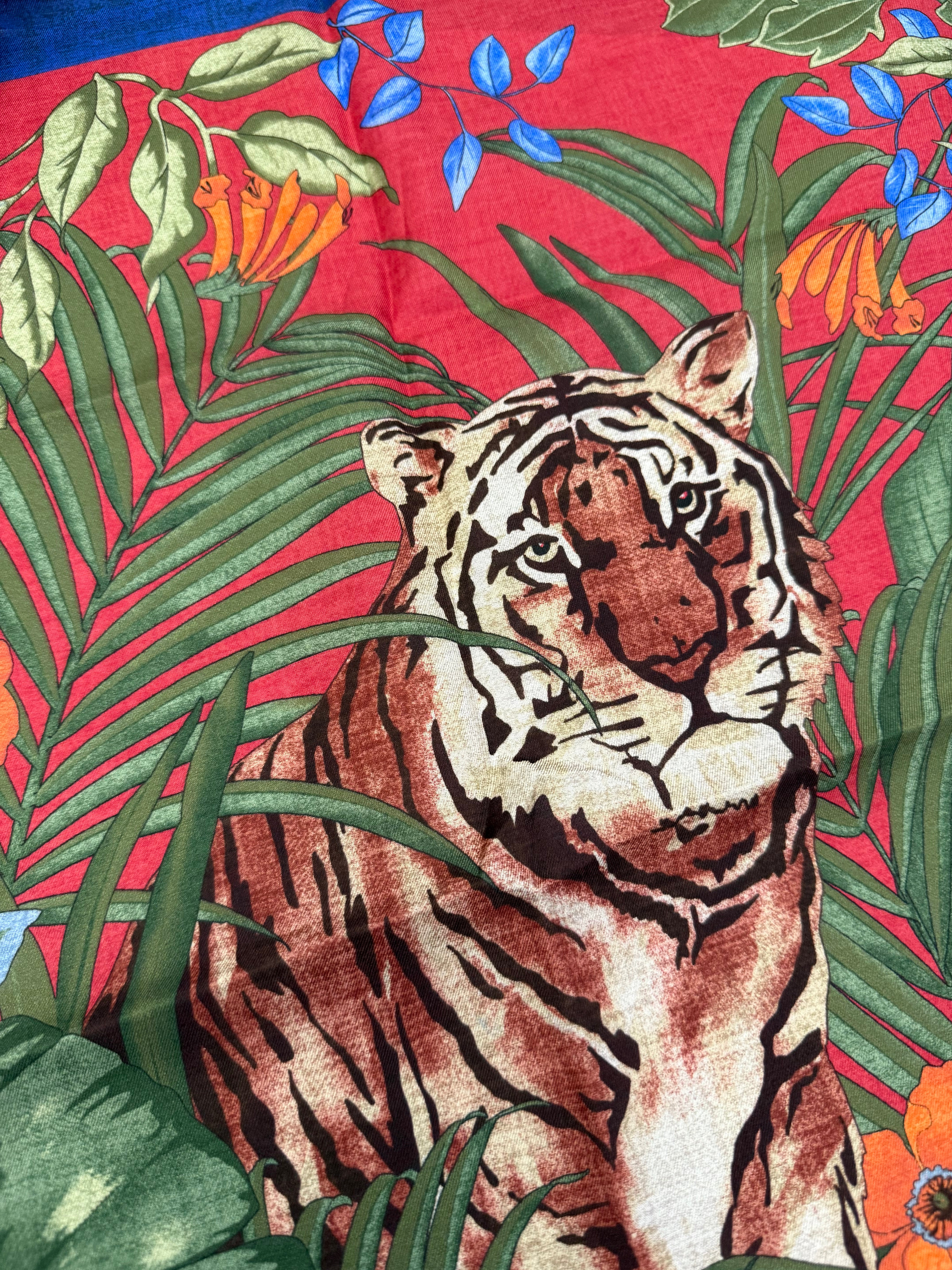 Sciarpa bandana cotone seta tigre rosso Fefè
