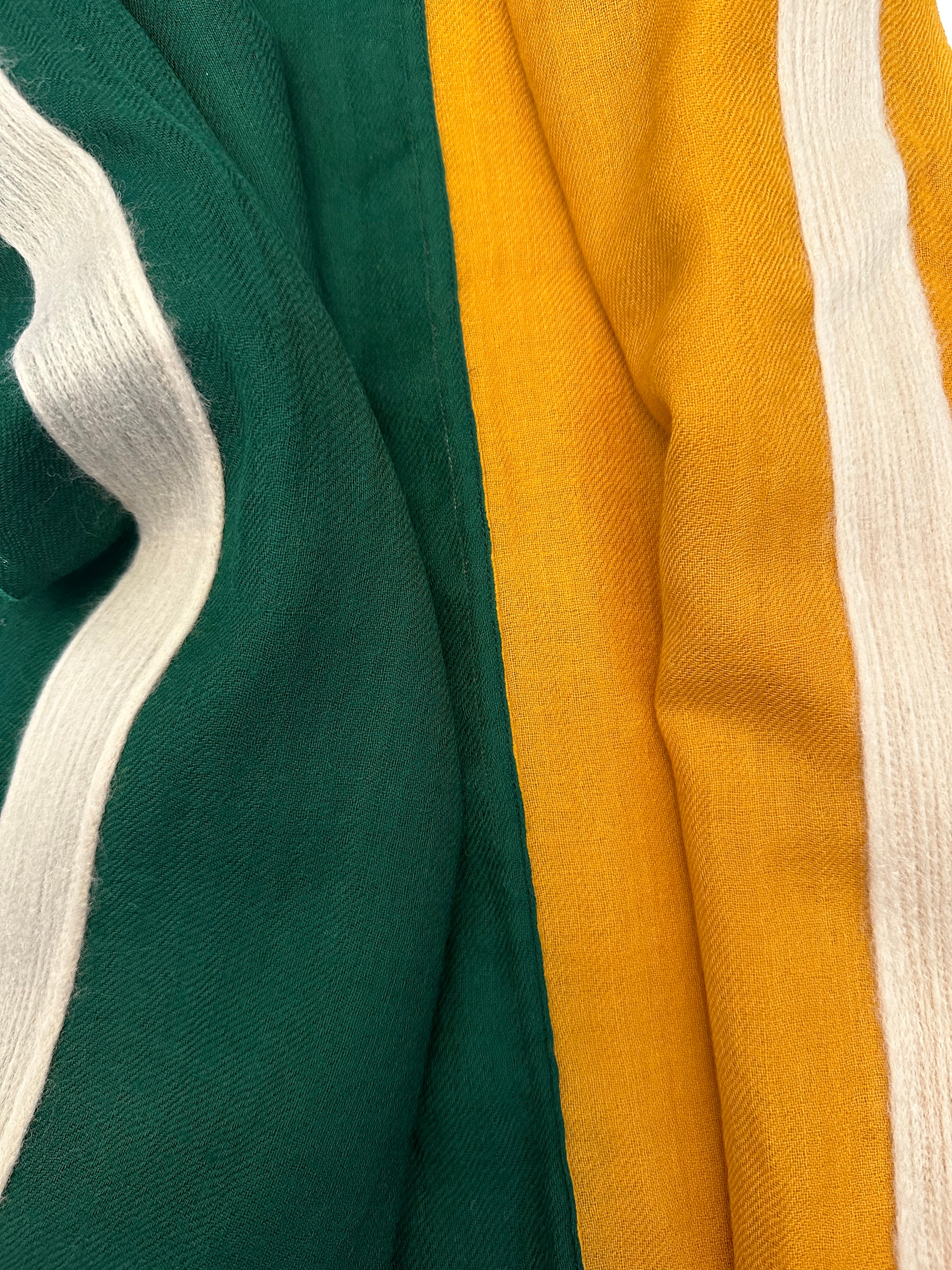 Sciarpa lana doppio colore agugliata verde gialla Franco Bassi